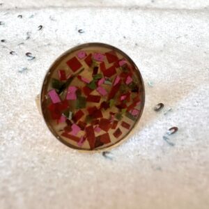 Bague dorée en acier et papier Népalais « Confettis bohèmes »
